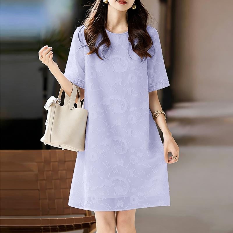 ZANZEA Women Casual Round Neck Short Sleeve Summer Subtle Patterned Dress