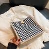 Houndtooth Lunch Bags Mini Tote Bag for Women Mobile Phone Tote Bag Lady Small Linen Casual Handbag Female Portable Shopping Bag