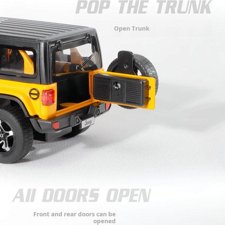 1/32 Jeep Wrangler Rubicon Off-Road Vehicle Simulation Alloy Car Model Kids Pull Back Collection Ornament & Desktop Decoration ALS1
