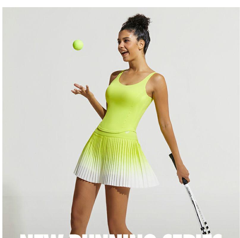 Gradient High-Waisted Anti-Exposure Sport Skort with Pockets - Quick-Dry Yoga and Fashion Wear