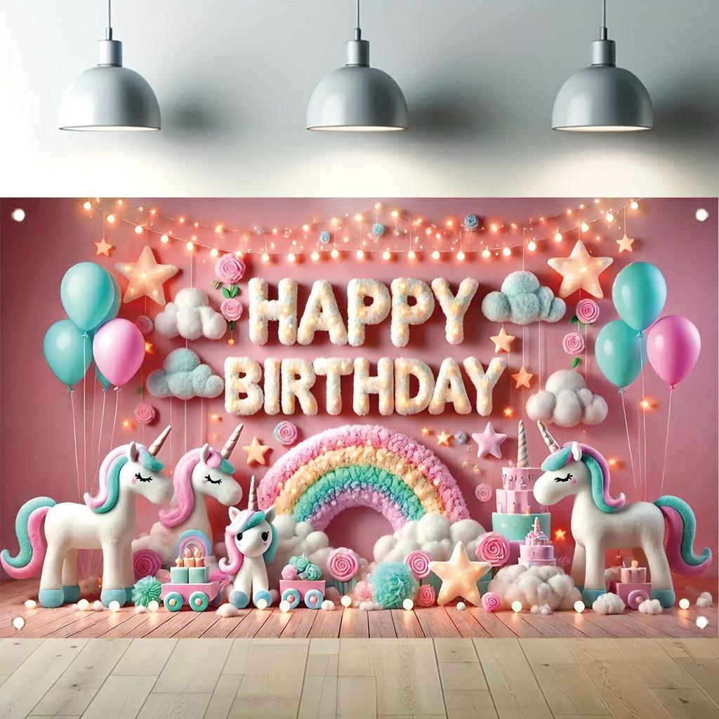 Magical Unicorn - Themed Happy Birthday Background,Tapestries, Party Decorations, Birthday Carnival Celebration Gifts