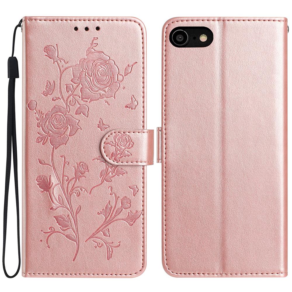 

Гаманець-чохол для iPhone SE (2022)/(2020)/8/7/6/6s Шкіряна книжка з тисненням у вигляді троянди зі підставкою A