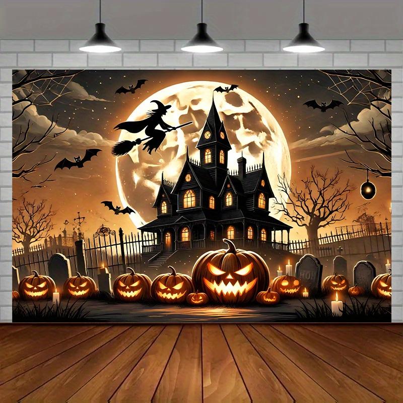 1 item a spooky Halloween scene with a ghostly atmosphere featuring a vibrant polyester background fabric