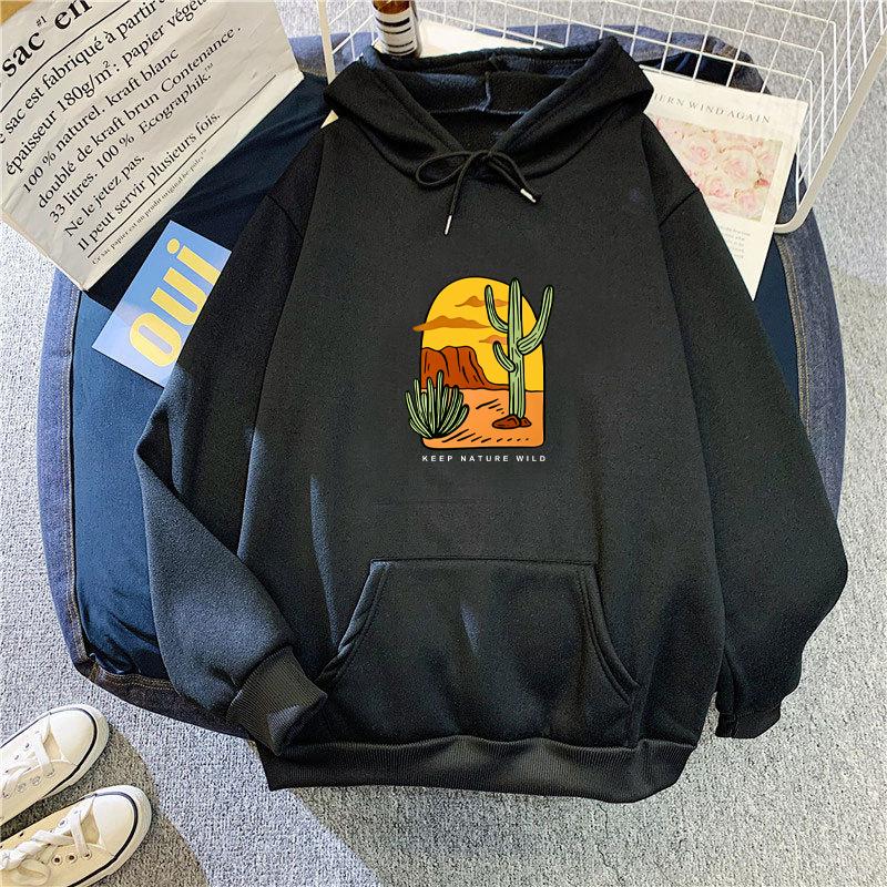 Women's Fleece Hoodie Hooded Top for Autumn and Winter Ladies Pattern Print Long Sleeve Pullover Sweatshirt