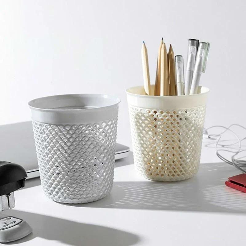 Creative Plastic Pen Holder Simple Solid Color Hollow Desktop Storage Tube Makeup Tube Stationery Tube