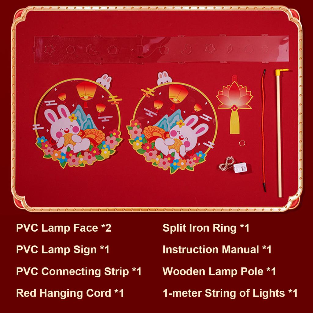 Children'S Handmade Rabbit Lantern Festival Glowing Decoration Lotus Pvc Led Chinese Vintage New Luminous Year Lanterns Material