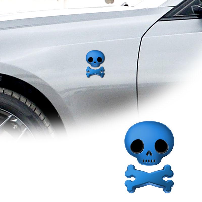 1Pcs Cute Metal Zinc Alloy Skull Skeleton Emblem Sticker Truck Label Badge Decal Motorcycle Automobiles Car Styling Accessories