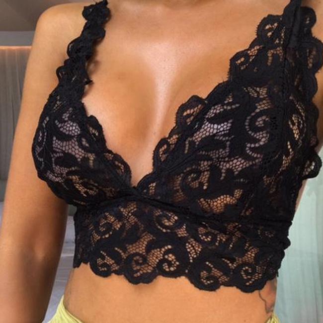 Women Ladies Sexy Lace Flower Vest Bra Crop Tank Top Underwear Seamless Slim Casual Push Up Bra