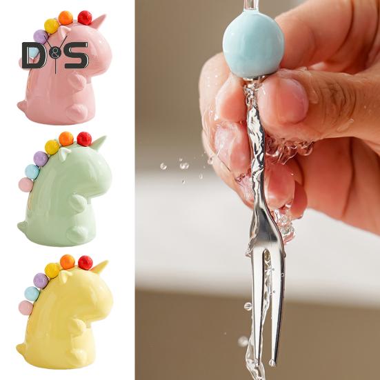 Fruit Fork Dessert Fork Set with Storage Jar Easy To Clean Stainless Steel Creative Cute Forks Cutlery Set Table Ornament