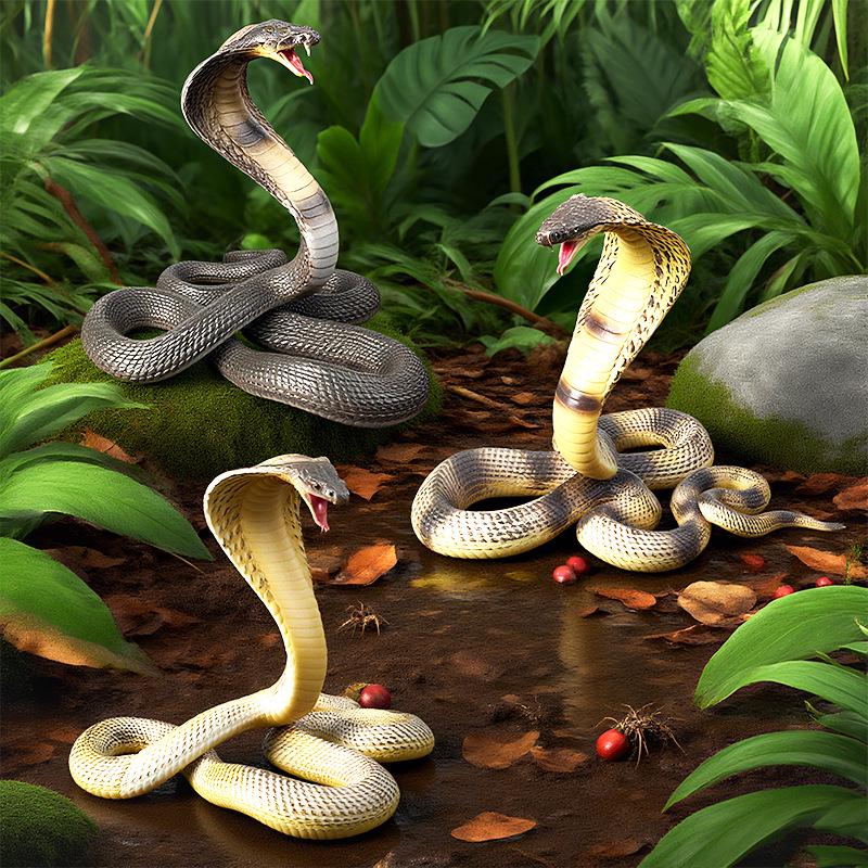 Realistic Heart-Shaped Cobra and Rattlesnake Toy Ornament for Kids