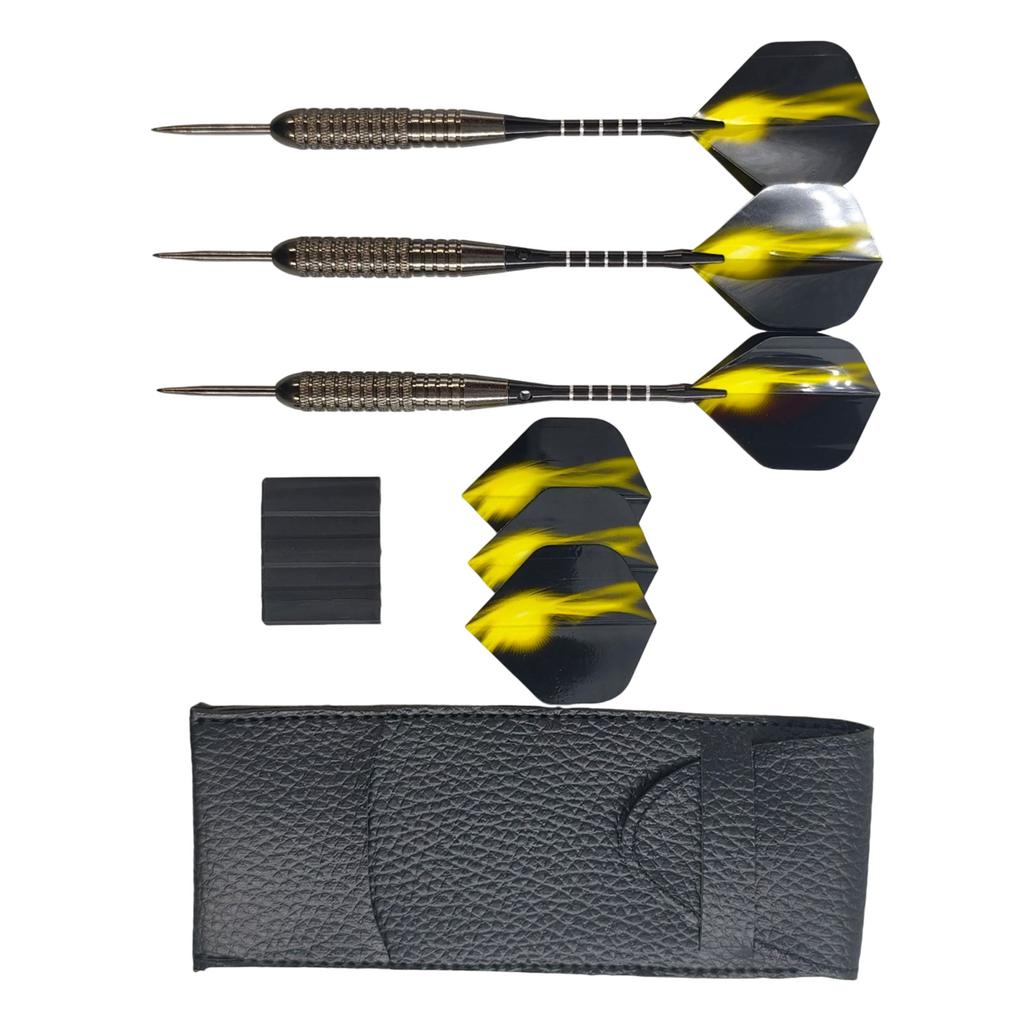 3 Stück Steel Tip Dart Professionelles Metall Dart Set mit Metallschäften und 3 Flights und Darttasche für Enthusiasten