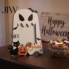 Customizable Picture Holder Halloween Wooden Photo Frame, Pumpkin Ghost Cat Cutout Holiday Portrait Frame Holder, Double-sided Tabletop Decor for Home