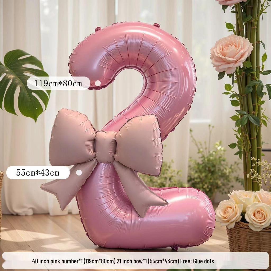 10th Birthday Pink Bow Balloon Props for Girls' Party Decoration.