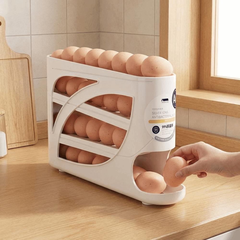 Frischhalte 4-stöckiger automatischer rollender Eierständer Kunststoff-Eierhalter Kühlschrank