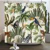 European Flowers, Birds, Plants Bath Curtains Waterproof Shower Curtain 3D Printing Bathroom Decoration With Hook Bath Screen