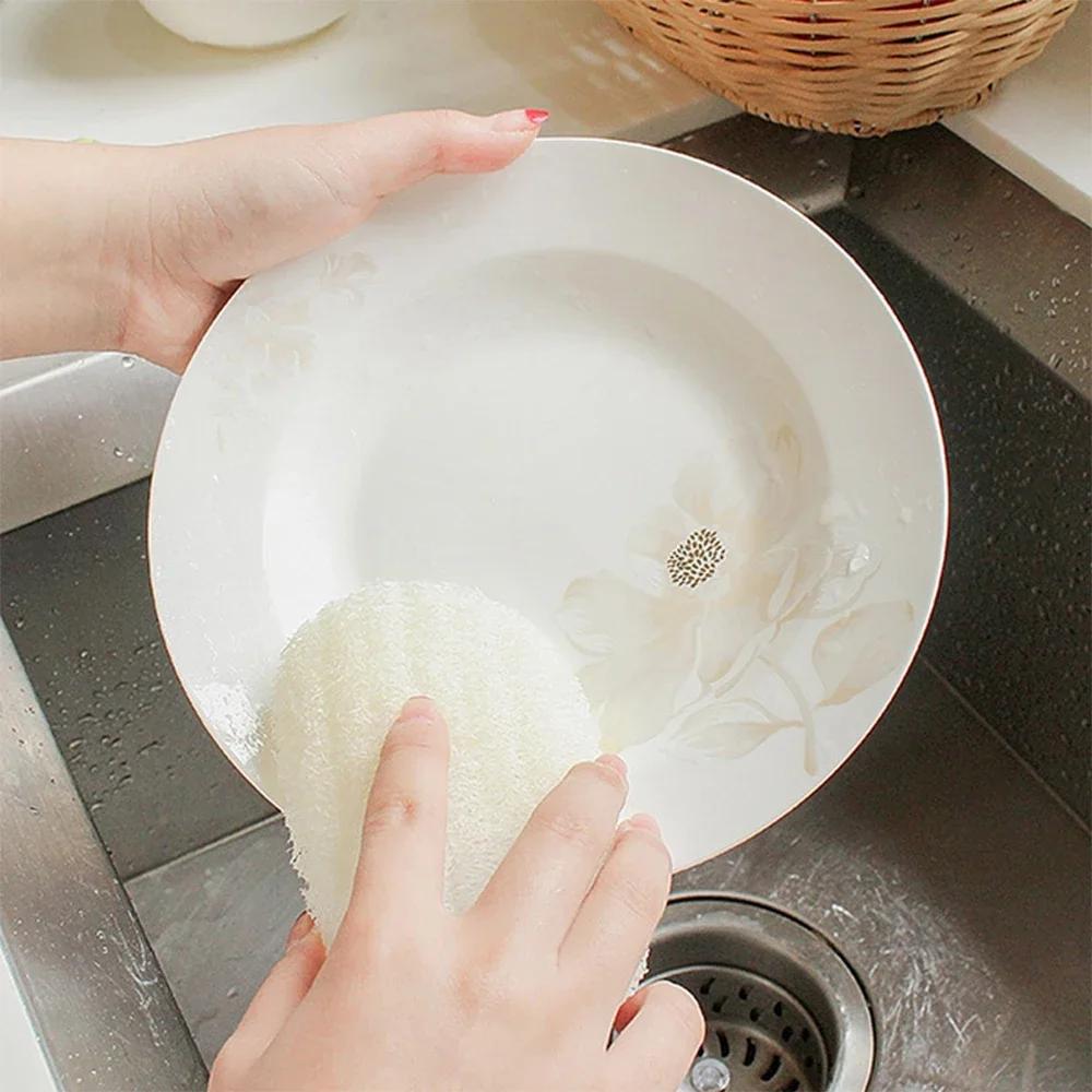 1/5/10Pcs Natural Luffa Sponge Dish Washing Cloth Loofah Scrub Pad Dish Pot Scrubber Sponge Household Kitchen Clean Brushes Pad