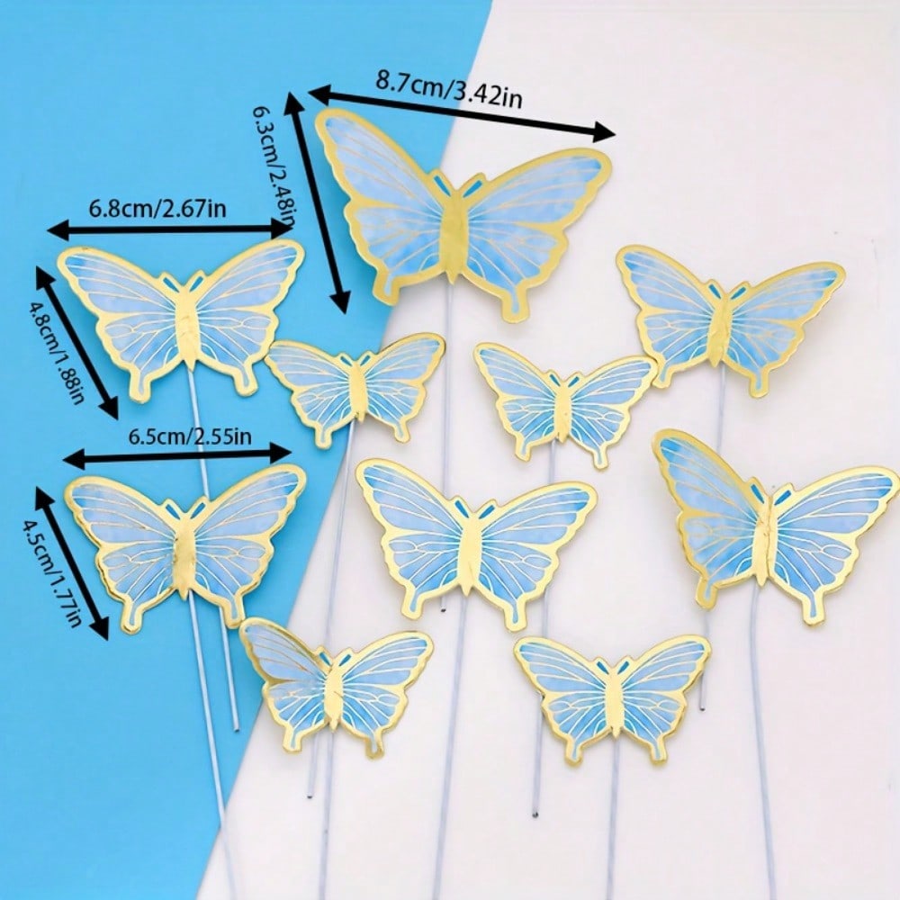 19 BUC Toppere Florale pentru Tort Fluturi La Mulți Ani Decorațiuni Tort cu Flori Artificiale de Trandafir Albastru Eucalipt Fluturi