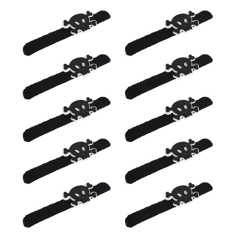 Holiday Wrist Accessories Set of 10 Slap Bracelets for Group Guests, Seasonal Wristbands for Class Parties and Family Plans