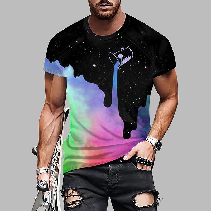 New Summer Men's Fashion T-shirt Personality Multicolored Printed Men's T-shirt Top