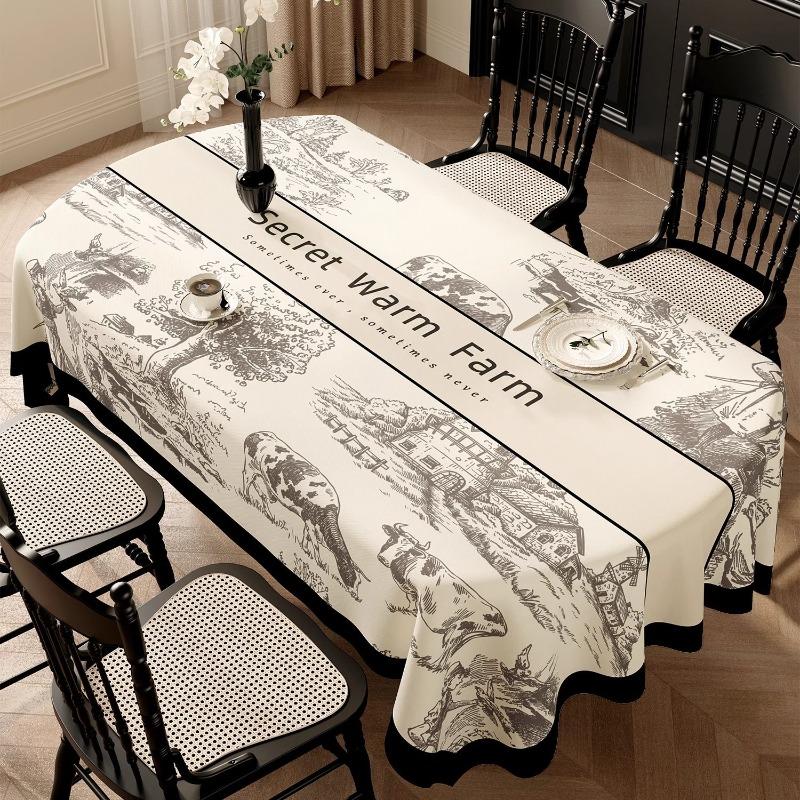 European Retro Minimalist Tables Pad PVC Rectangular Luxury Tablecloth Oil Resistant Wear Resistant Easy To Maintain Desk Mat