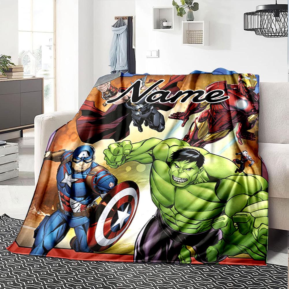 Custom Name Avengers: Infinity War flannel Blanket for Super Soft Cute Comfort Blanket for Travel Bedding Couch Sofa Blanket