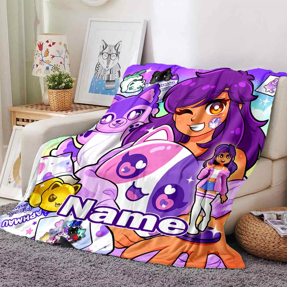 Coperta Stampata a Tema Aphmau con Nome Personalizzato - Perfetta per Divano, Letto, Viaggi e Uso Esterno | Lavabile in Lavatrice, Accogliente e Resistente.