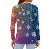 Women's Fashion Casual Slit Hem Round Neck Long Sleeve Loose Christmas Printed T-Shirt Ladies Top
