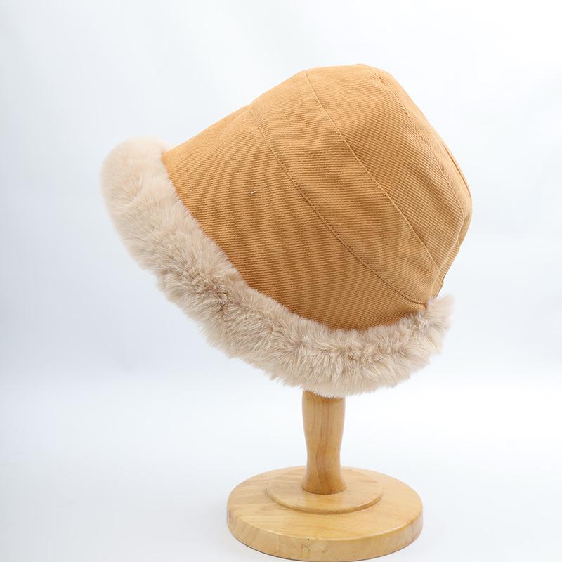 

Winter hat Women s thickened bucket hat Cold-proof rabbit fur brim hat Warm and fleece face covering ear protector basin hat M（56-58cm）