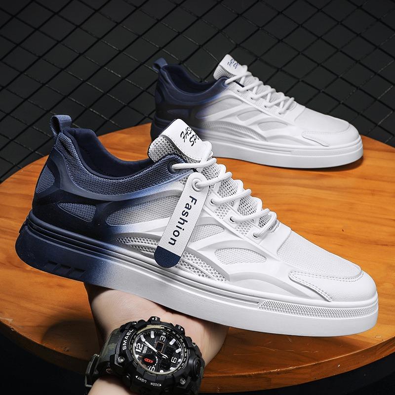 Mens Breathable Mesh Casual Sports Low Top White Skateboard Sneakers 39 синий
