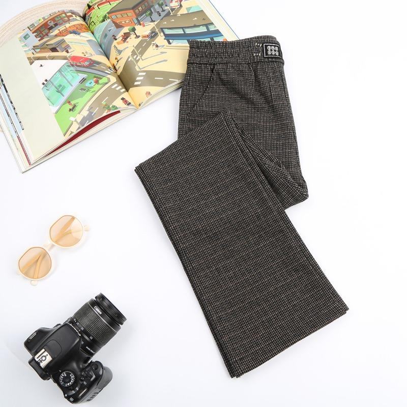 

Flared pants women s high waist and thin autumn and winter new black suit pants straight down temperament casual micro-pull pants 5XL