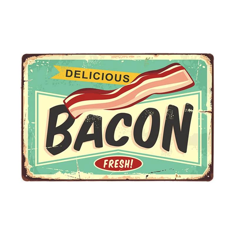 Fried Chicken,Cake,Cheese, Beef Steak Metal Tin Sign Vintage Plate Plaque Iron Painting Pin Up Wall Decor For Restaurant Kitc