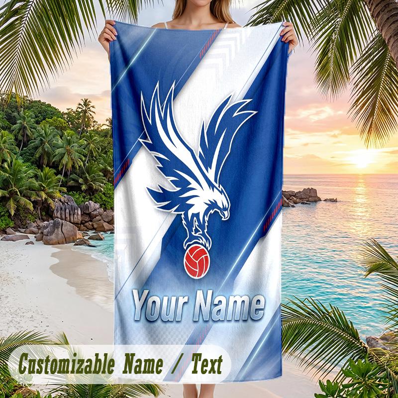 Beach Towel Crystal Palace Print Custom Name Text Soft Towel for Swimming Pool
