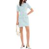 Karl Lagerfeld Linen Four-Pocket Round Neck Knitted Short Sleeve Dress Women dresses Blue M22E1381