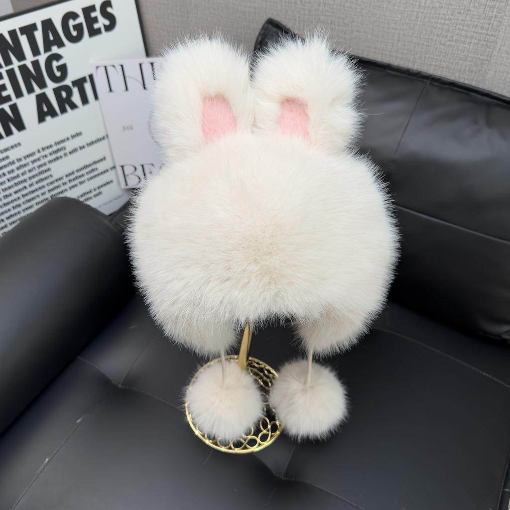 Imitation Mink Hair Rabbit Ears Lei Feng Hat Women's Winter Cute Plush Ear Protection Hat Northeast Cold Warm Hat