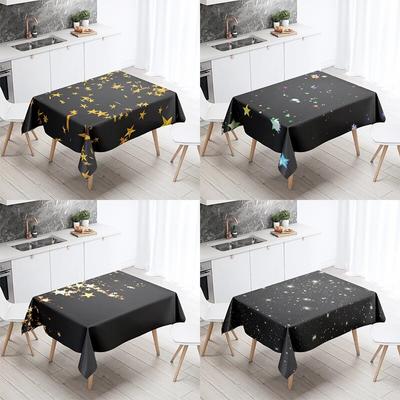 Toalhas de mesa de estrelas, toalha de mesa para festa de acampamento, resistente a manchas, à prova d'água, retangular, cozinha, mesa de jantar, decoração para casa