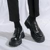 Spring Men's British Thick-Soled Leather Loafers: Trendy Casual Slip-On Shoes