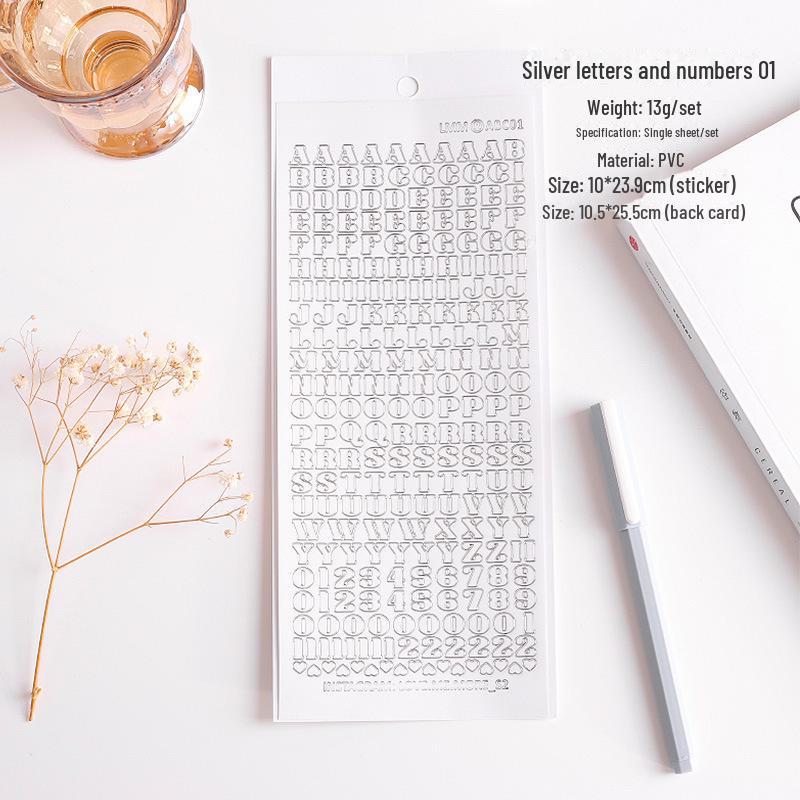 Waterproof PVC Hot Stamped Silver Flower Notebook Stickers