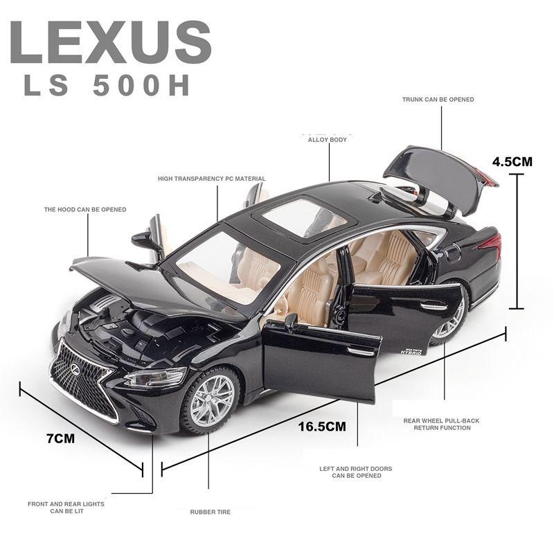 1/32 Lexus LS500H Spielzeugauto für Kinder, Druckguss-Miniaturmodell, Türen zum Öffnen, Sound und Licht, Sammlung, Geschenk für Jungen