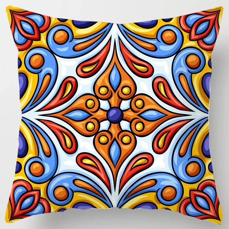 Colorful National Floral Antique Porcelain Print Pillowcase Comfortable Sofa Car Seat Cushion Cover Bohemian Hippie Home Decor