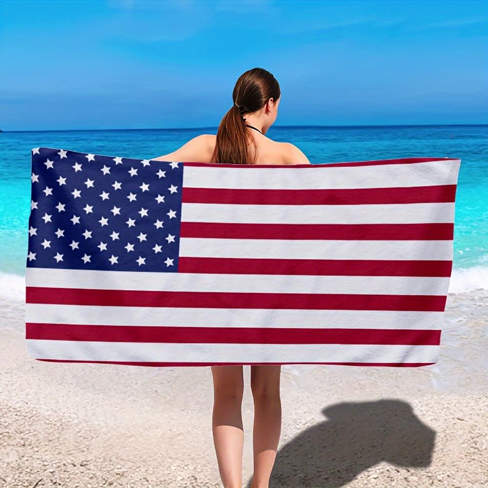 

Пляжное полотенце с флагом США, из микрофибры, не прилипает песок, супервпитывающее, легкое, быстросохнущее, для бассейна, купания, путешествий, йоги W40*H60(CM)