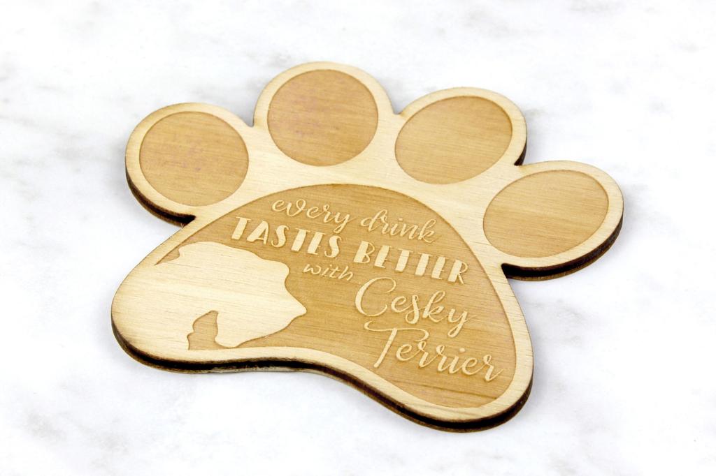 Cesky Terrier, Czech Terrier, Bohemian Terrier I - Mug coaster, engraved coaster with dog, gift for dog lover by Art-Dog brand