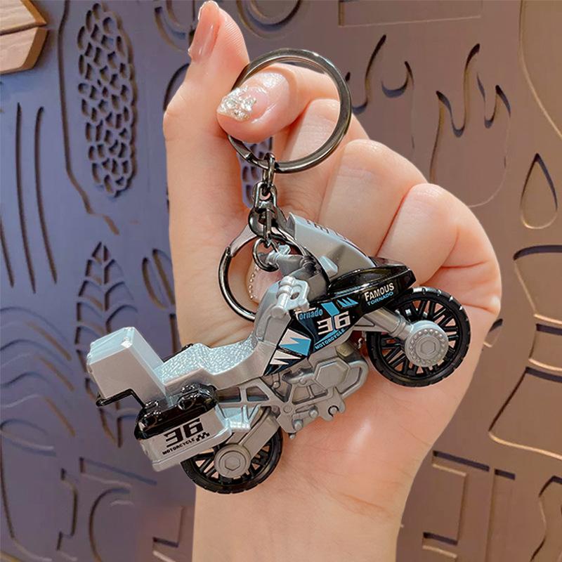Cartoon Creative Motorcycle Keychain Pendant Chain Car Key Chain Bag Pendant Doll Machine Small Gift