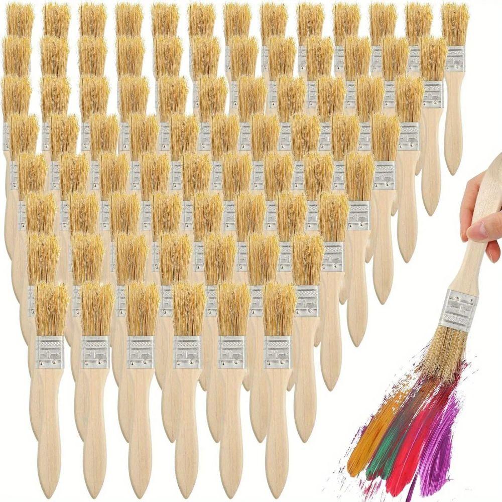 10Pcs Wooden Handle Pig Mane Brushes Thickened Wall Paint Brush Furniture Painting
