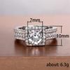 Fashion Zircon Engagement Ring Women'S, Square Round Diamond Zircon Ring