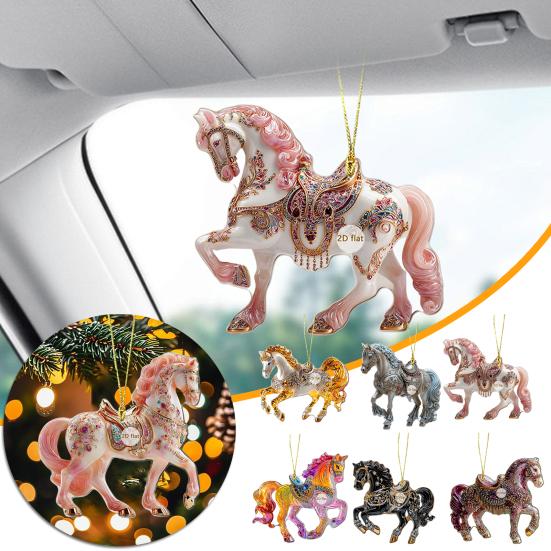 Horse Theme Acrylic Ornament 2D Flat Print Hanging Pendant for Horse Lovers Christmas Tree Decor And Equestrian Gift