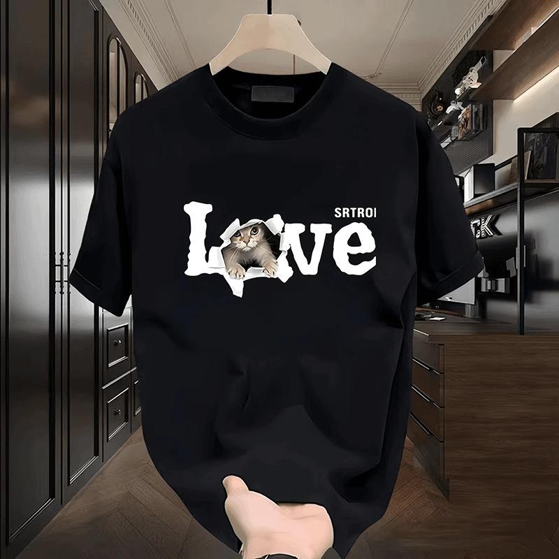 Ladies' Cat Love Fashion Pure Cotton Casual Comfortable Round Neck Short Sleeve T-shirt