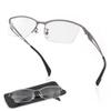 FEEL LIFE Men's Reading Glasses, Stylish, Semi-rimless, Gunmetal, Made In Sabae, Japan, with Case, FLM-006-2 +2.50