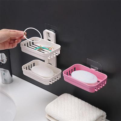 Punch Free Wall Mounted Soap Box Creative Toilet Drain Hanging Soap Container Bathroom Plastic Box Dispenser Home Storage Box