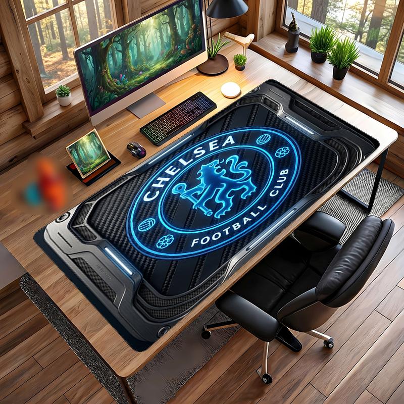 Alfombrilla de Ratón Grande Impresa del Chelsea FC, Alfombrilla de Escritorio para Gaming de Goma Suave Antideslizante para Decoración de Oficina, Portátil y Computadora