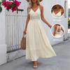 Amazon Frühling und Sommer 2026 neues einfarbiges Latzkleid Europäischer und Amerikanischer Urlaubsstil Spitze rückenfrei langes Kleid Damen